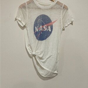 NASA Graphic Tie Front Short Sleeve Tee